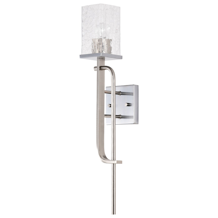 SATCO/NUVO Terrace 1 Light Wall Sconce Polished Nickel Finish Crackel Glass (60-7747)