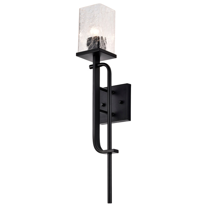 SATCO/NUVO Terrace 1 Light Wall Sconce Matte Black Finish Crackel Glass (60-7748)