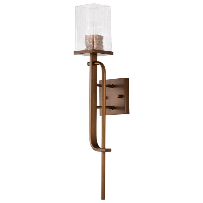 SATCO/NUVO Terrace 1 Light Wall Sconce Natural Brass Finish Crackel Glass (60-7749)