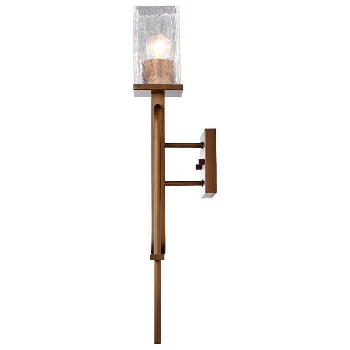 SATCO/NUVO Terrace 1 Light Wall Sconce Natural Brass Finish Crackel Glass (60-7749)