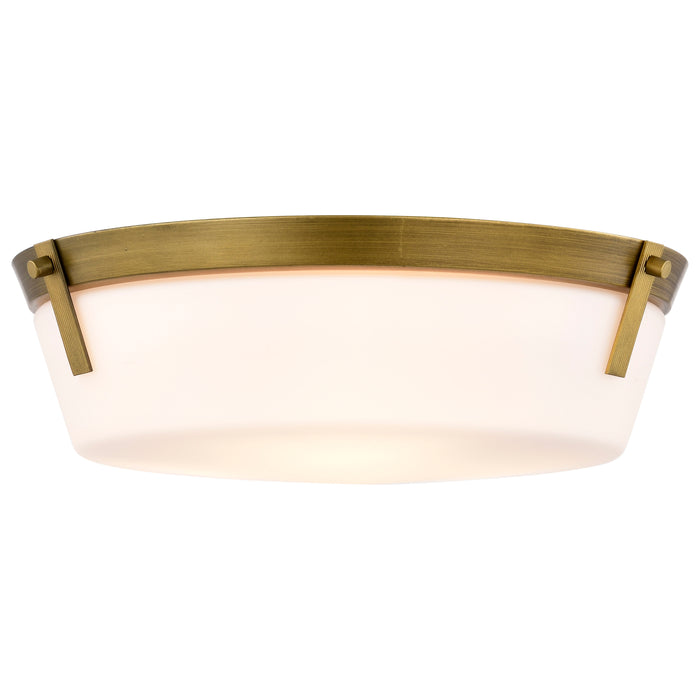 SATCO/NUVO Rowen 3 Light Flush Mount Natural Brass Finish Etched White Glass (60-7750)