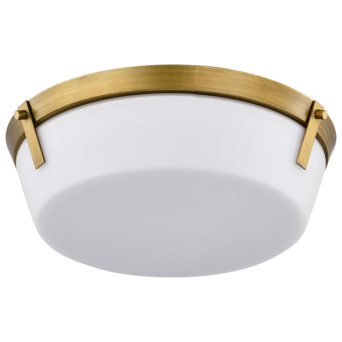 SATCO/NUVO Rowen 3 Light Flush Mount Natural Brass Finish Etched White Glass (60-7750)