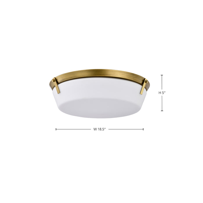 SATCO/NUVO Rowen 4 Light Flush Mount Natural Brass Finish Etched White Glass (60-7751)
