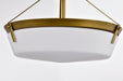 SATCO/NUVO Rowen 4 Light Semi Flush Natural Brass Finish Etched White Glass (60-7752)