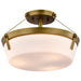 SATCO/NUVO Rowen 3 Light Semi Flush Natural Brass Finish Etched White Glass (60-7753)