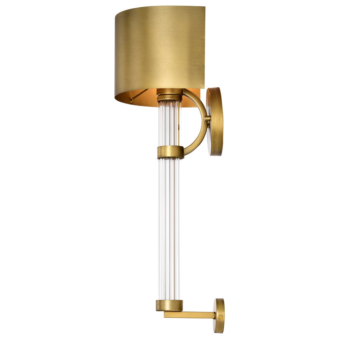 SATCO/NUVO Teagon 1 Light Wall Sconce Natural Brass Finish Metal Shade (60-7757)