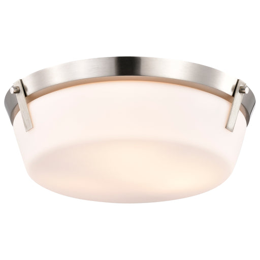SATCO/NUVO Rowen 3 Light Flush Mount Brushed Nickel Finish Etched White Glass (60-7760)