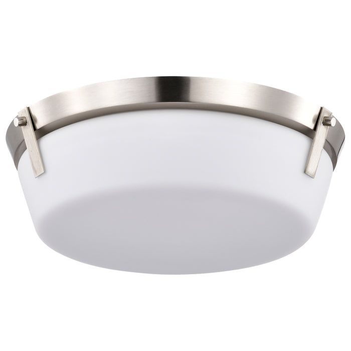SATCO/NUVO Rowen 3 Light Flush Mount Brushed Nickel Finish Etched White Glass (60-7760)