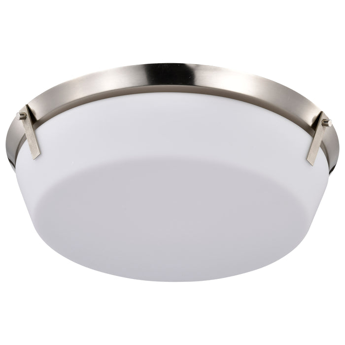 SATCO/NUVO Rowen 4 Light Flush Mount Brushed Nickel Finish Etched White Glass (60-7761)