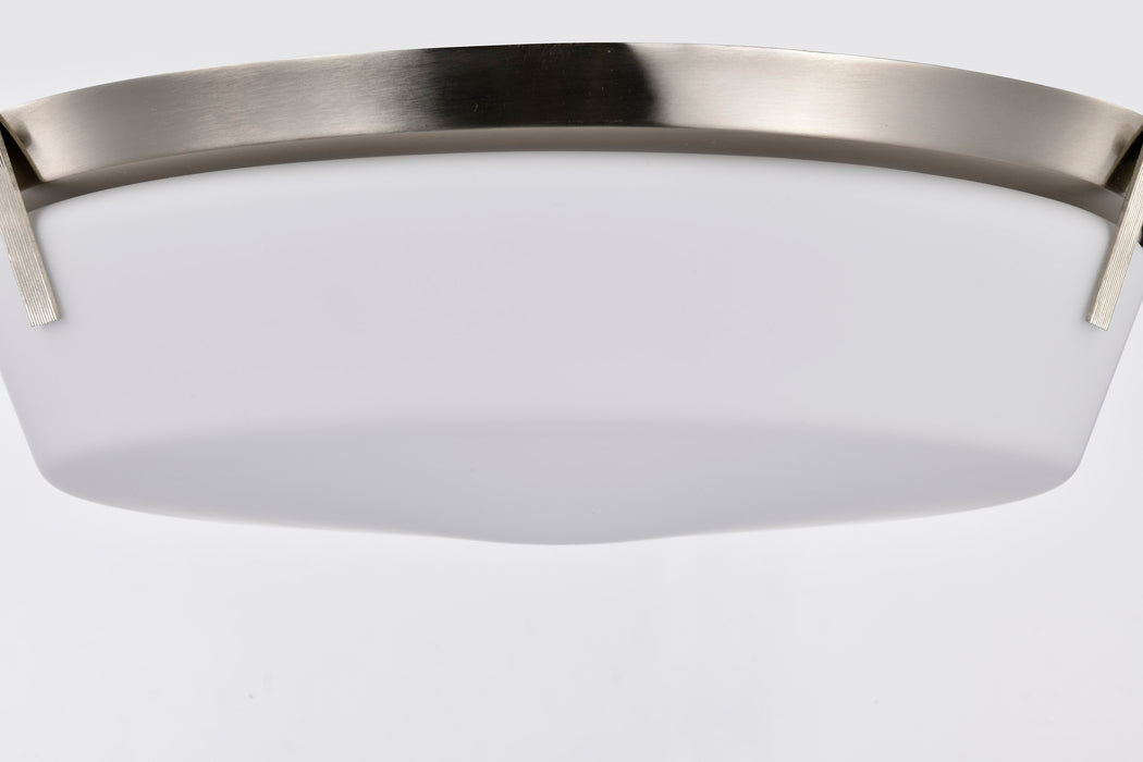 SATCO/NUVO Rowen 4 Light Flush Mount Brushed Nickel Finish Etched White Glass (60-7761)