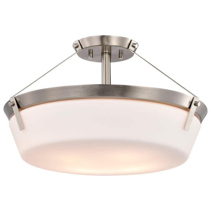 SATCO/NUVO Rowen 4 Light Semi Flush Brushed Nickel Finish Etched White Glass (60-7762)