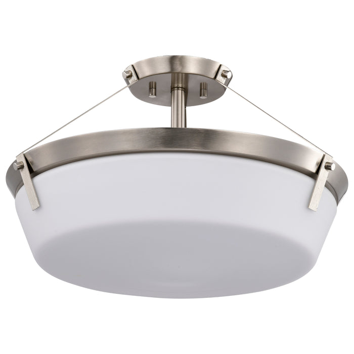 SATCO/NUVO Rowen 4 Light Semi Flush Brushed Nickel Finish Etched White Glass (60-7762)