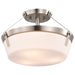SATCO/NUVO Rowen 3 Light Semi Flush Brushed Nickel Finish Etched White Glass (60-7763)