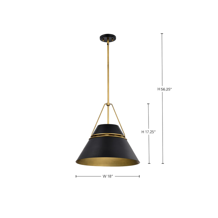 SATCO/NUVO Adina 3 Light Large Pendant Matte Black And Natural Brass Finish (60-7768)