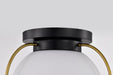 SATCO/NUVO Lakeshore 1 Light Small Flush Matte Black And Natural Brass Finish White Opal Glass (60-7770)