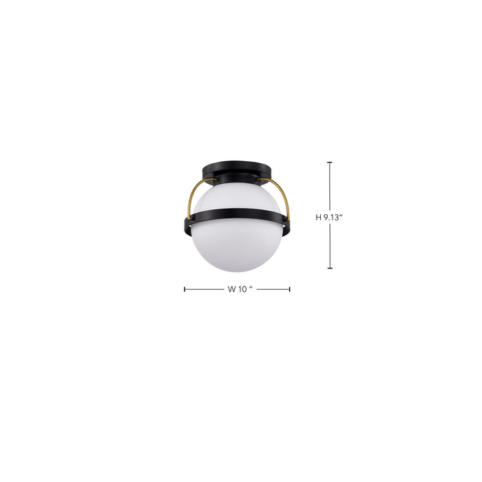 SATCO/NUVO Lakeshore 1 Light Small Flush Matte Black And Natural Brass Finish White Opal Glass (60-7770)