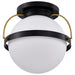 SATCO/NUVO Lakeshore 1 Light Large Flush Matte Black And Natural Brass Finish White Opal Glass (60-7772)