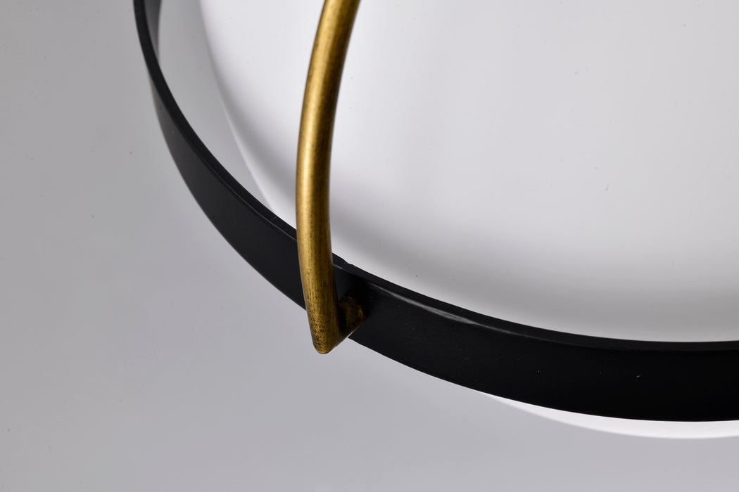 SATCO/NUVO Lakeshore 1 Light Small Pendant Matte Black And Natural Brass Finish White Opal Glass (60-7773)
