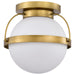 SATCO/NUVO Lakeshore 1 Light Small Flush Natural Brass Finish White Opal Glass (60-7780)