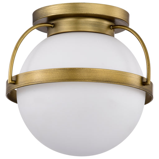 SATCO/NUVO Lakeshore 1 Light Medium Flush Natural Brass Finish White Opal Glass (60-7781)