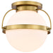 SATCO/NUVO Lakeshore 1 Light Large Flush Natural Brass Finish White Opal Glass (60-7782)