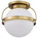 SATCO/NUVO Lakeshore 1 Light Large Flush Natural Brass Finish White Opal Glass (60-7782)