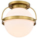 SATCO/NUVO Lakeshore 1 Light Large Flush Natural Brass Finish White Opal Glass (60-7782)