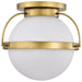 SATCO/NUVO Lakeshore 1 Light Large Flush Natural Brass Finish White Opal Glass (60-7782)