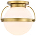 SATCO/NUVO Lakeshore 1 Light Large Flush Natural Brass Finish White Opal Glass (60-7782)