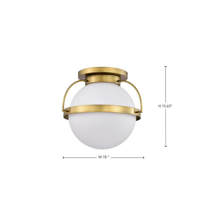 SATCO/NUVO Lakeshore 1 Light Large Flush Natural Brass Finish White Opal Glass (60-7782)