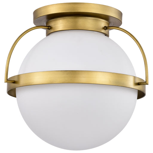 SATCO/NUVO Lakeshore 1 Light Large Flush Natural Brass Finish White Opal Glass (60-7782)