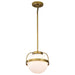 SATCO/NUVO Lakeshore 1 Light Small Pendant Natural Brass Finish White Opal Glass (60-7783)