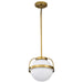 SATCO/NUVO Lakeshore 1 Light Small Pendant Natural Brass Finish White Opal Glass (60-7783)