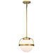 SATCO/NUVO Lakeshore 1 Light Small Pendant Natural Brass Finish White Opal Glass (60-7783)