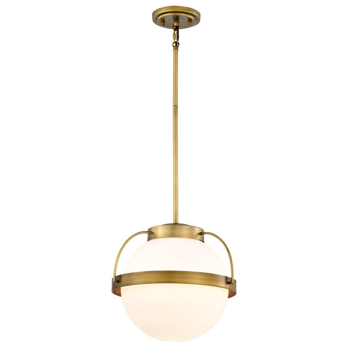 SATCO/NUVO Lakeshore 1 Light Medium Pendant Natural Brass Finish White Opal Glass (60-7784)