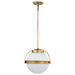 SATCO/NUVO Lakeshore 1 Light Medium Pendant Natural Brass Finish White Opal Glass (60-7784)