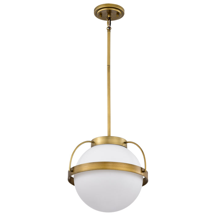 SATCO/NUVO Lakeshore 1 Light Medium Pendant Natural Brass Finish White Opal Glass (60-7784)