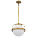 SATCO/NUVO Lakeshore 1 Light Medium Pendant Natural Brass Finish White Opal Glass (60-7784)