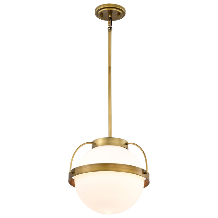 SATCO/NUVO Lakeshore 1 Light Medium Pendant Natural Brass Finish White Opal Glass (60-7784)