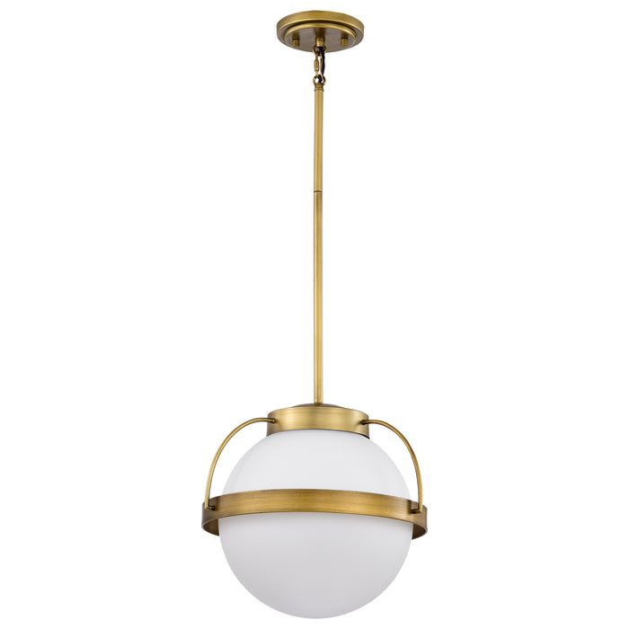 SATCO/NUVO Lakeshore 1 Light Medium Pendant Natural Brass Finish White Opal Glass (60-7784)