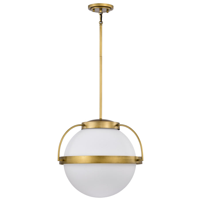 SATCO/NUVO Lakeshore 1 Light Large Pendant Natural Brass Finish White Opal Glass (60-7785)