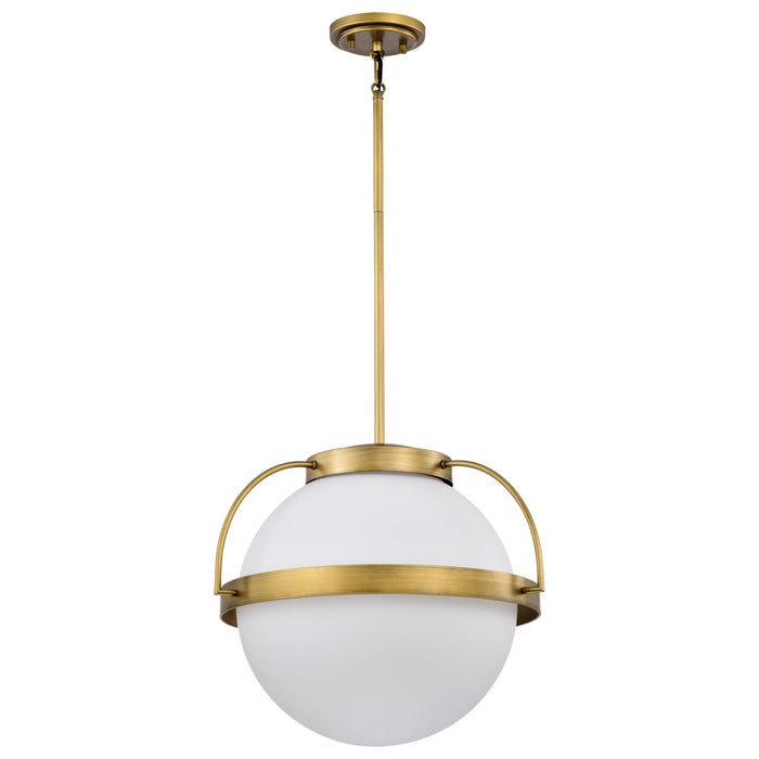 SATCO/NUVO Lakeshore 1 Light Large Pendant Natural Brass Finish White Opal Glass (60-7785)