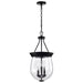SATCO/NUVO Boliver 3 Light Pendant 11 Inch Matte Black Finish Clear Seeded Glass (60-7800)