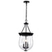 SATCO/NUVO Boliver 3 Light Pendant 11 Inch Matte Black Finish Clear Seeded Glass (60-7800)