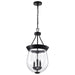 SATCO/NUVO Boliver 3 Light Pendant 11 Inch Matte Black Finish Clear Seeded Glass (60-7800)