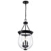 SATCO/NUVO Boliver 3 Light Pendant 11 Inch Matte Black Finish Clear Seeded Glass (60-7800)