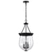 SATCO/NUVO Boliver 3 Light Pendant 11 Inch Matte Black Finish Clear Seeded Glass (60-7800)