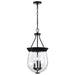 SATCO/NUVO Boliver 3 Light Pendant 11 Inch Matte Black Finish Clear Seeded Glass (60-7800)