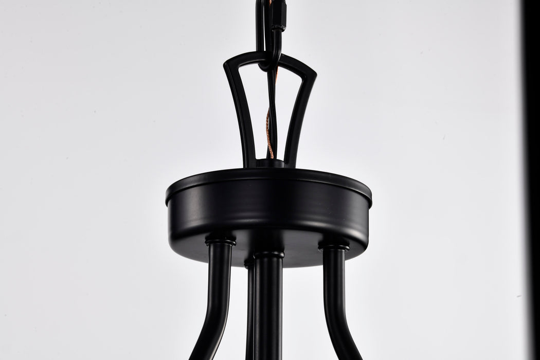 SATCO/NUVO Boliver 3 Light Pendant 11 Inch Matte Black Finish Clear Seeded Glass (60-7800)