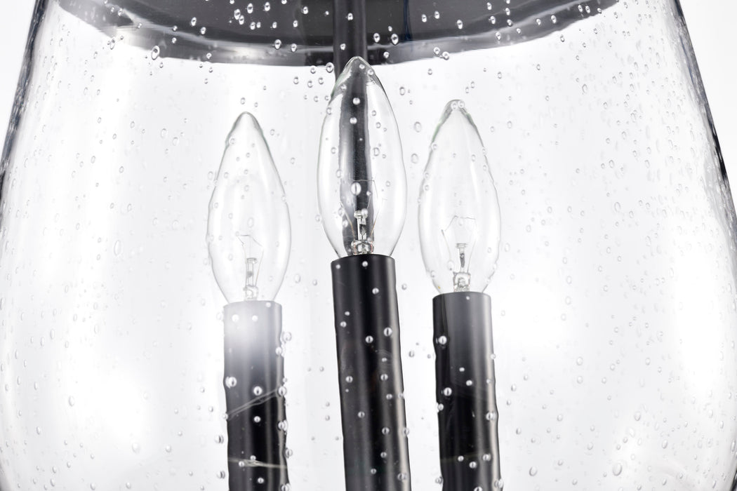 SATCO/NUVO Boliver 3 Light Pendant 11 Inch Matte Black Finish Clear Seeded Glass (60-7800)